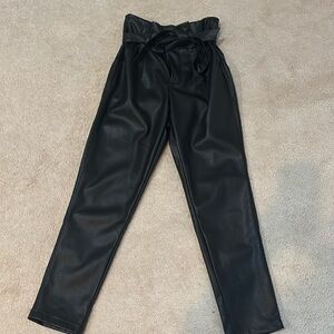 Lucy Paris faux leather tie front pant. Size small